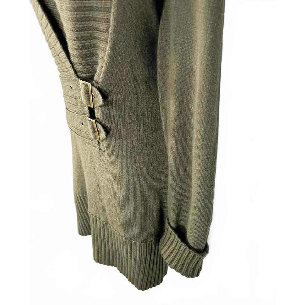 Olivia Sky Olive Green Buckle Detail Sweater Military Chic Dark Academia Size L - Picture 2 of 7